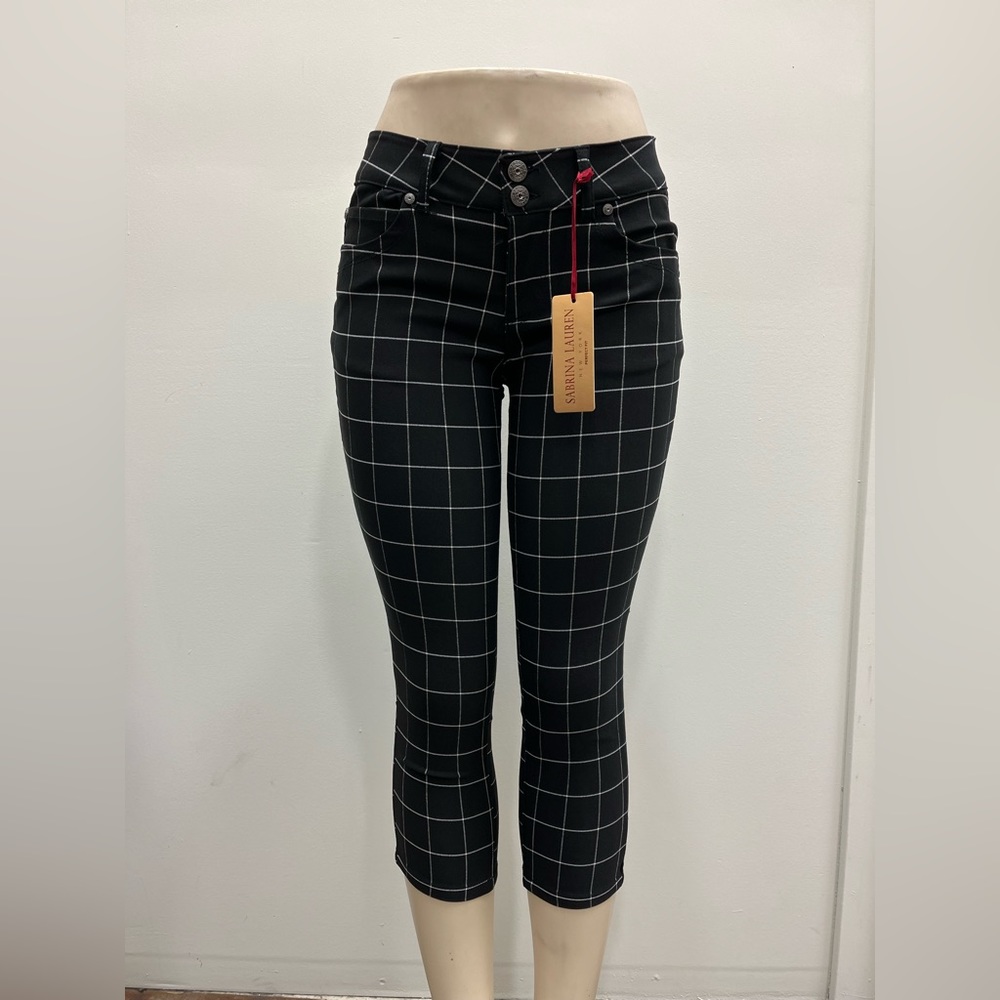 Women's Black Checkered Pants